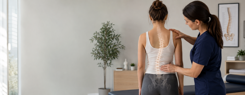 Person dealing with scoliosis and spinal curvature pain looking for chiropractic help in Charlotte NC