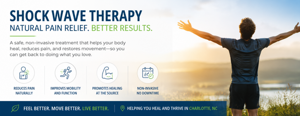 Shockwave Therapy Treatment in Charlotte NC Person receiving shockwave therapy for pain relief in Charlotte NC